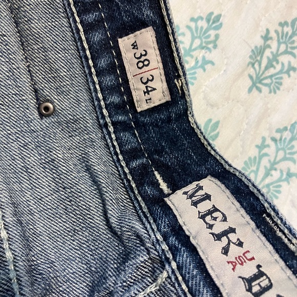 MEK DNM USA Size 38w 34L embroidered jeans Nice Shape - Picture 6 of 11